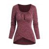 Top en Tricot à Encolure Dégagée à Manches Raglan - Rouge foncé L