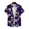 Skull Rose Print V Neck High Waist Dress and Roll Up Sleeve Shirt Outfit - Concorde S | US 4