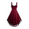 Robe D'Eté Débardeur Haute Basse à Bretelle en Dentelle à Lacets avec Œillet - Rouge foncé XL | US 12