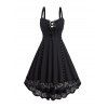 Robe D'Eté Débardeur Haute Basse à Bretelle en Dentelle à Lacets avec Œillet - Noir S | US 4