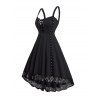 Robe D'Eté Débardeur Haute Basse à Bretelle en Dentelle à Lacets avec Œillet - Noir XL | US 12