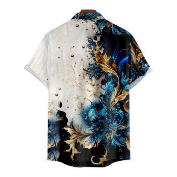 Men's Abstract Print Roll Up Sleeve Shirt Button Up Short Sleeve Casual Shirt