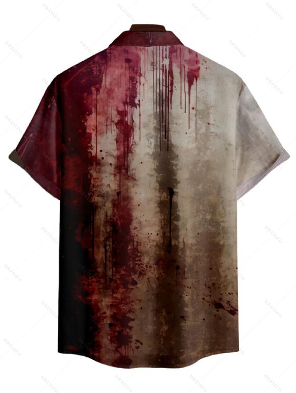 Chemise Décontractée Lettre Saignant Imprimé à Manches Courtes - Rose clair L