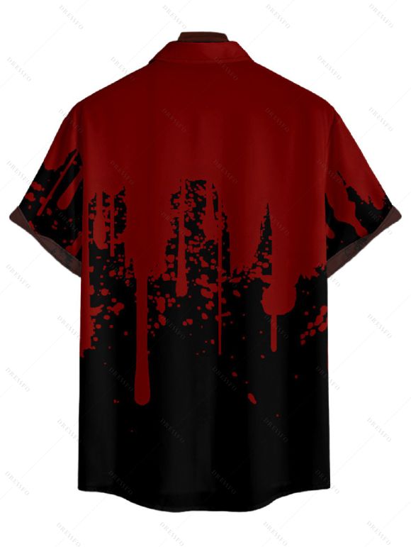 Chemise Décontractée Lettre Saignant Imprimé à Manches Courtes - Rouge foncé 5XL