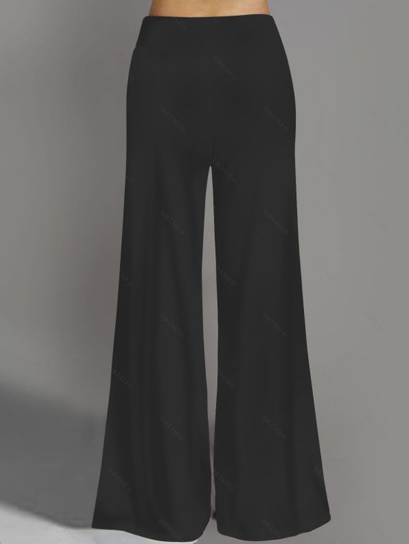 Tie Dye Skull Print T-shirt And Cinched Top Set and Wide Leg Pants Outfit - Noir S | US 4