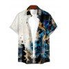 Chemise Décontractée Boutonnée Abstraite Imprimée à Manches Courtes pour Homme - Bleu profond 4XL