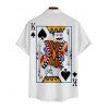 Men's Jack of Heart Poker Card Print Roll Up Sleeve Shirt Button Up Short Sleeve Casual Shirt