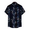 Chemise Décontractée Dinosaure Squelette Imprimés Boutonnée à Manches Courtes - Bleu de Minuit 5XL