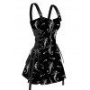 Mermaid Skeleton Print Lace Up Mini Dress and Button Up Short Sleeve Shirt Outfit - Noir S | US 4