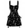 Mermaid Skeleton Print Lace Up Mini Dress and Button Up Short Sleeve Shirt Outfit - Noir S | US 4