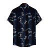 Butterfly Dinosaur Skeleton Print Lace Up Mini Dress and Button Up Short Sleeve Shirt Outfit - Bleu de Minuit S | US 4