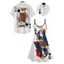 Playing Card Print V Neck High Waist Spaghetti Strap Dress and Roll Up Sleeve Shirt Outfit - Bleu S | US 4