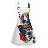 Playing Card Print V Neck High Waist Spaghetti Strap Dress and Roll Up Sleeve Shirt Outfit - Blanc S | US 4