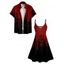 Bleeding Letters Print V Neck High Waist Spaghetti Strap Dress and Roll Up Sleeve Shirt Outfit - Rose clair S | US 4