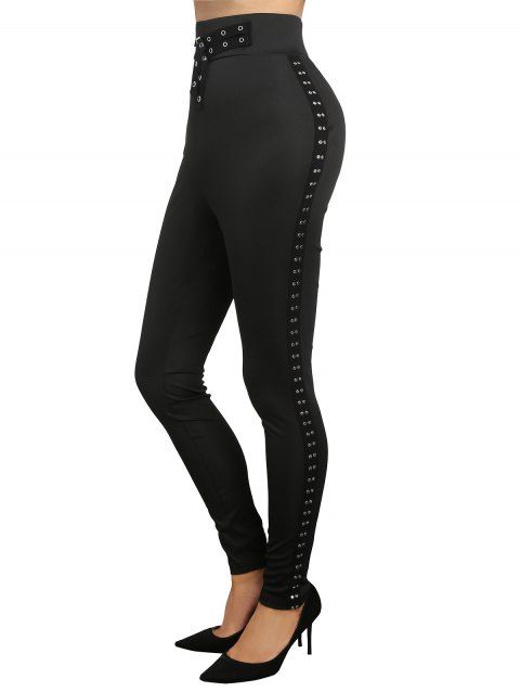 Pantalon de Jogging Décontracté Long Bouclé en Couleur Unie avec Rivet à Œillet