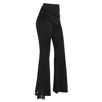Flower Lace Insert Skirted Flare Pants 