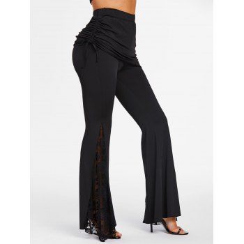 Flower Lace Insert Skirted Flare Pants 