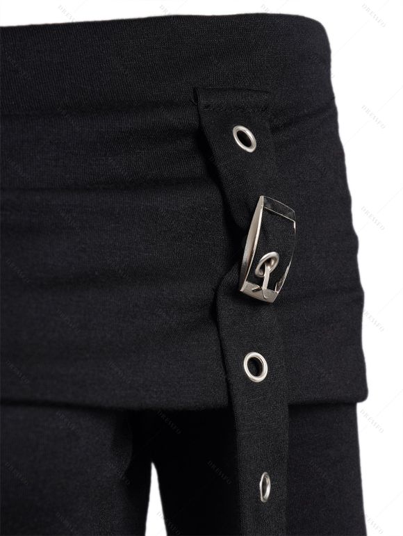 Robe à Carreaux Imprimé Nouée à Epaule Dénudée - Noir S | US 4