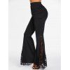 Pantalon évasé à jupe et empiècements en dentelle fleurie - Noir S | US 4