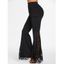 Pantalon évasé à jupe et empiècements en dentelle fleurie - Noir S | US 4