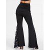 Pantalon évasé à jupe et empiècements en dentelle fleurie - Noir S | US 4