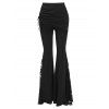 Pantalon évasé à jupe et empiècements en dentelle fleurie - Noir S | US 4