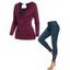 Solid Plain Cowl Neck T Shirt with Crop Cami Top Suit and Studded Slit Jeans Outfit - Rouge foncé S | US 4