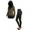 Textured Crossover 2 In 1 Sweater and Solid Color Buckle Grommet Long Pants Outfit - Noir S | US 4