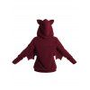 Solid Color Costume Bat Fleece Zip Up Hooded Jacket and Buckle Grommet Waist Long Pants Outfit - Rouge foncé S | US 4