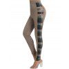 Plaid Lattice Cut Out Ruched Top and Panel Buckle Strap Leggings Outfit - café S | US 4