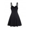 Plain Color Grommet Buckle Chain Midi Dress and Rivet Buckle Strap Punk Boots O Ring Buckle Choker Necklace Outfit - Noir S | US 4