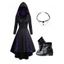 Skull Lace Patchwork O Ring Grommet Decor Hooded Dress and Rivet Buckle Punk Boots Halloween Pendants Necklace Outfit - Noir S | US 4