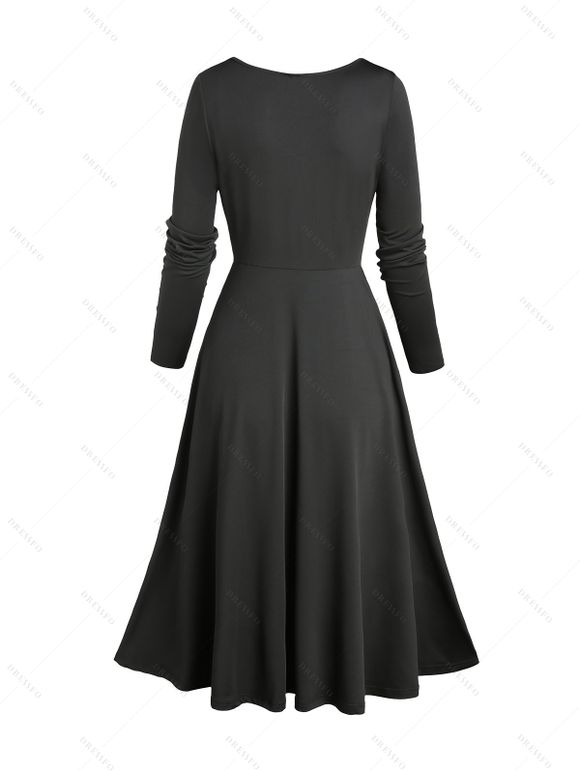 Robe Décontractée Pression avec Jointif en Dentelle Festonnée et Rose 18 mm - Noir XXL | US 14