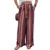 Pantalon Palazzo à Imprimé Style Tribal Chinée avec Ceinture - Rouge XL | US 12