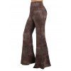 Pantalon Évasé Tie-Dye à Empiècement en Dentelle pour Femme - Café profond XL | US 12