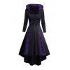 Robe à Capuche Haute Basse Jointif en Dentelle à Manches Longues avec Œillet - Noir S | US 4