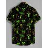 Galaxy Skull Mushroom Print V Neck High Waist Spaghetti Strap Dress and Roll Up Sleeve Shirt Outfit - Noir S | US 4