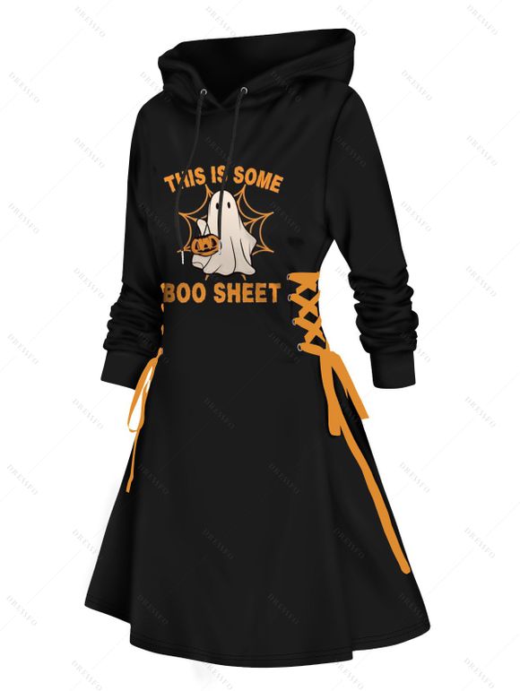 Robe D'Halloween Linge A à Capuche Elément D'Halloween à Lacets à Côté - Orange M | US 6