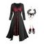 Gothic Rose lace Patchwork Squar Neck Dress and Lace Choker Rose Hollow Out Earrings Necklace Outfit - Noir S | US 4