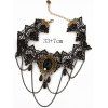 Gothic Rose lace Patchwork Squar Neck Dress and Lace Choker Rose Hollow Out Earrings Necklace Outfit - Noir S | US 4