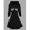 Robe à Capuche D'Halloween Ligne A Main Squelette à Lacets à Côté - Noir L | US 8-10