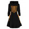 Robe à Capuche Ligne A Squelette Imprimée à Lacets à Côté - Orange Foncé S | US 4