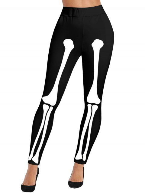 Legging Squelette Amusant Imprimée à Taille Elastique