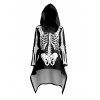 Gothic Skeleton Print High-Low Drawstring Hoodie and Fun Costumes Leggings Outfit - Noir S | US 4