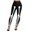 Gothic Skeleton Print High-Low Drawstring Hoodie and Fun Costumes Leggings Outfit - Noir S | US 4