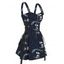 Mini Robe Papillon Squelette Imprimés à Demi-Zip à Lacets - Bleu de Minuit M | US 6