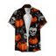 Chemise Décontractée Toile D'Araignée Crâne Halloween Boutonnée à Manches Courtes - Noir XL