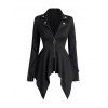 O Ring Zip Up Asymmetrical Hem Punk Coat and Peep Toe Stiletto Heels Boots Drop Earrings Outfit - Noir S | US 4