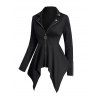 O Ring Zip Up Asymmetrical Hem Punk Coat and Peep Toe Stiletto Heels Boots Drop Earrings Outfit - Noir S | US 4