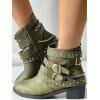 Cowl Neck Solid Top and Rivet Buckle Strap Boots Faux Crystal Chain Necklace Outfit - Vert profond S | US 4